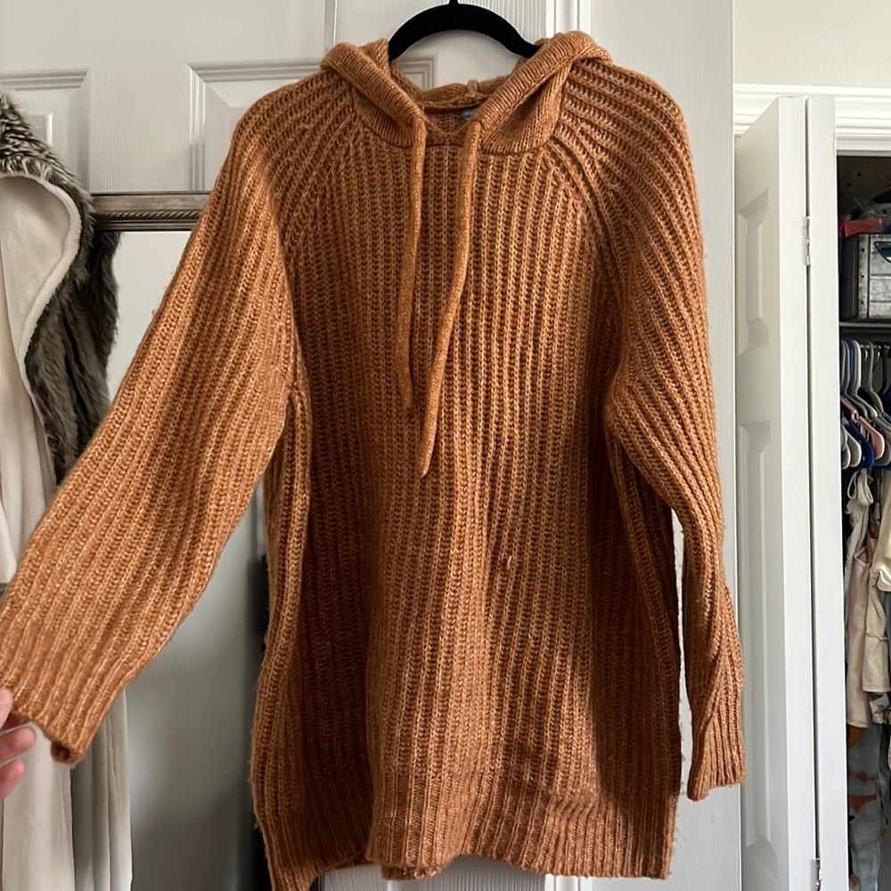Burnt orange sweater with hood